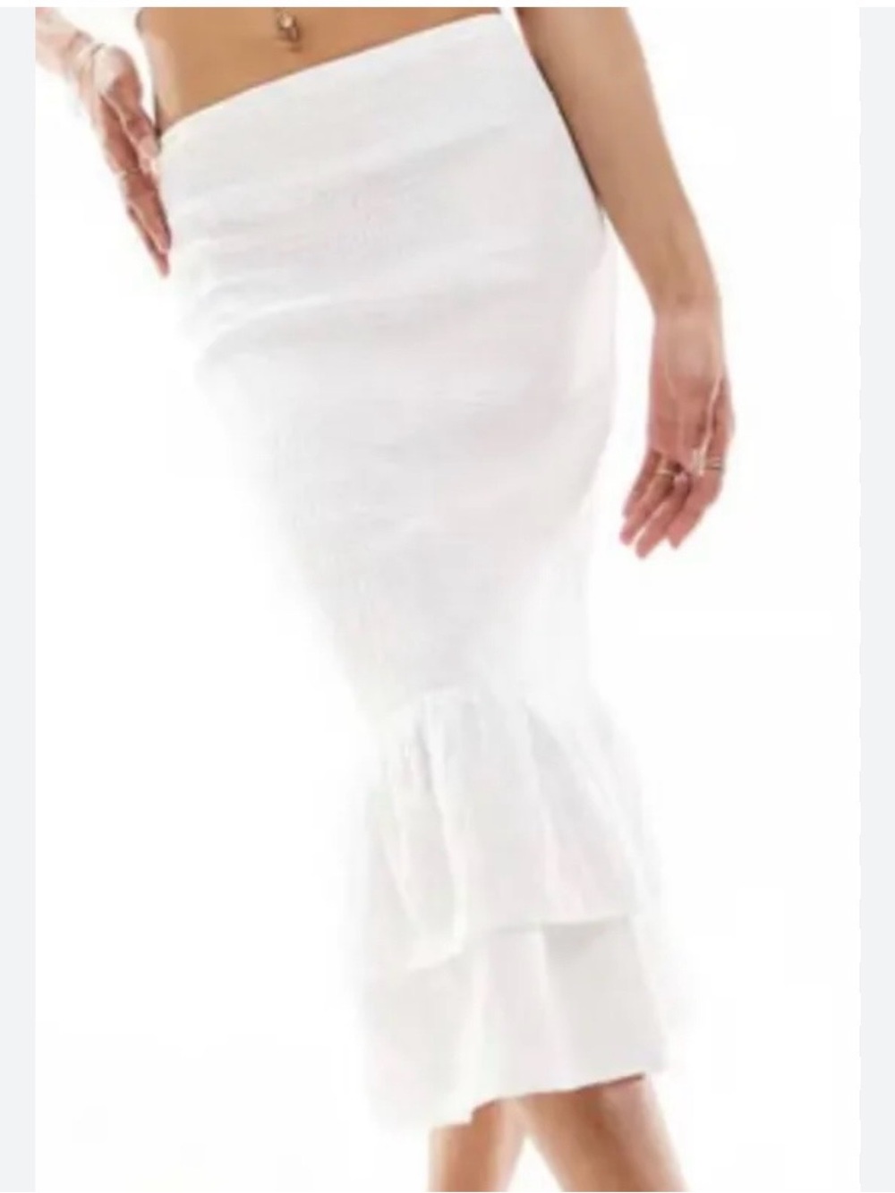 Abercrombie & Fitch White Midi Skirt Womens Size M Casual Travel Cotton Pullover